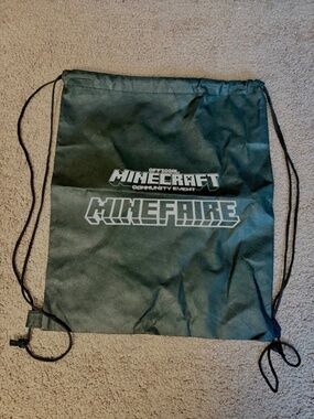 Minecraft Minefaire Drawstring Bag Black Official Community Event Bag Promo RARE
